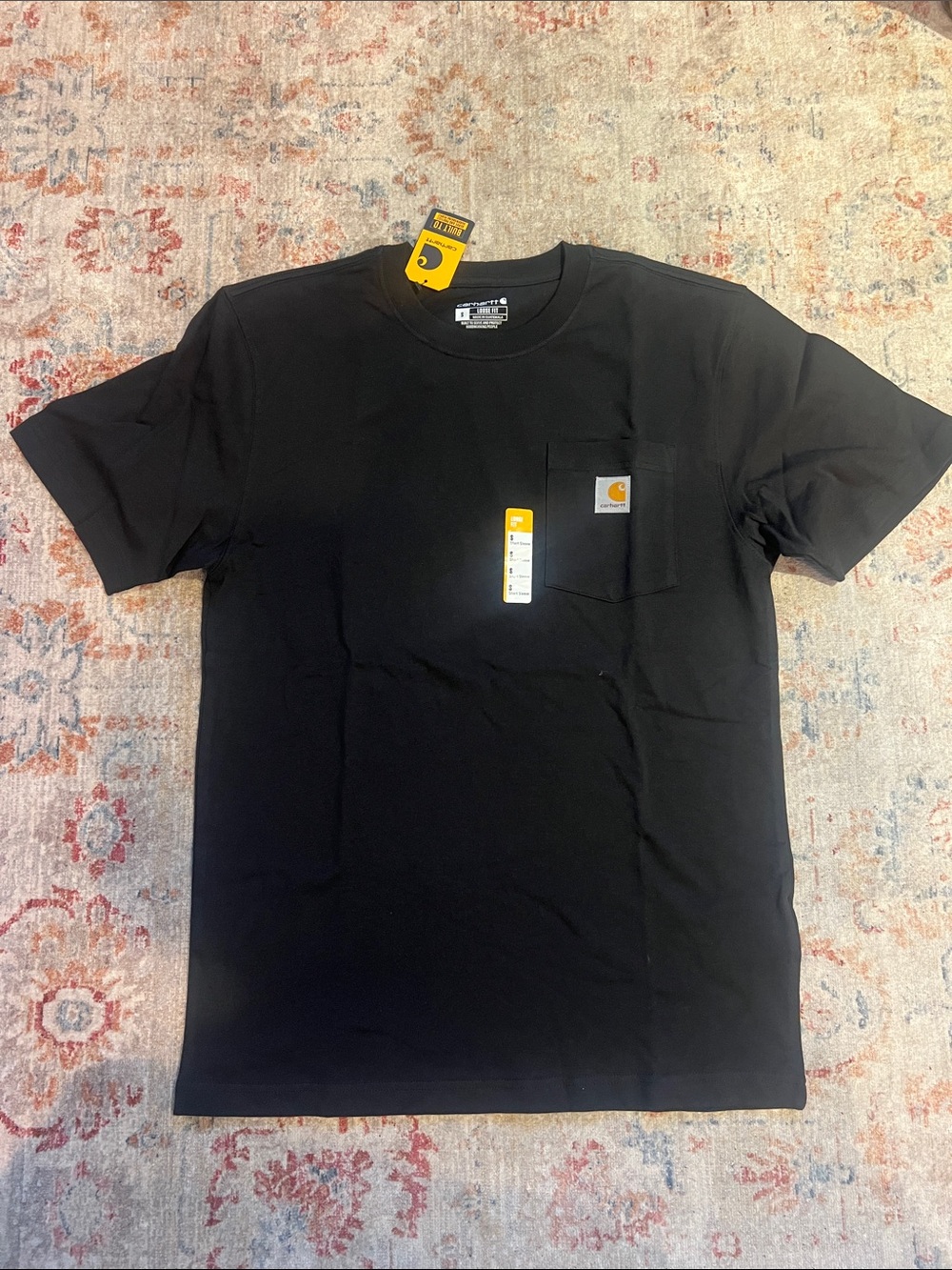 Carhartt Black Short-Sleeve Pocket Tee with Logo Patch